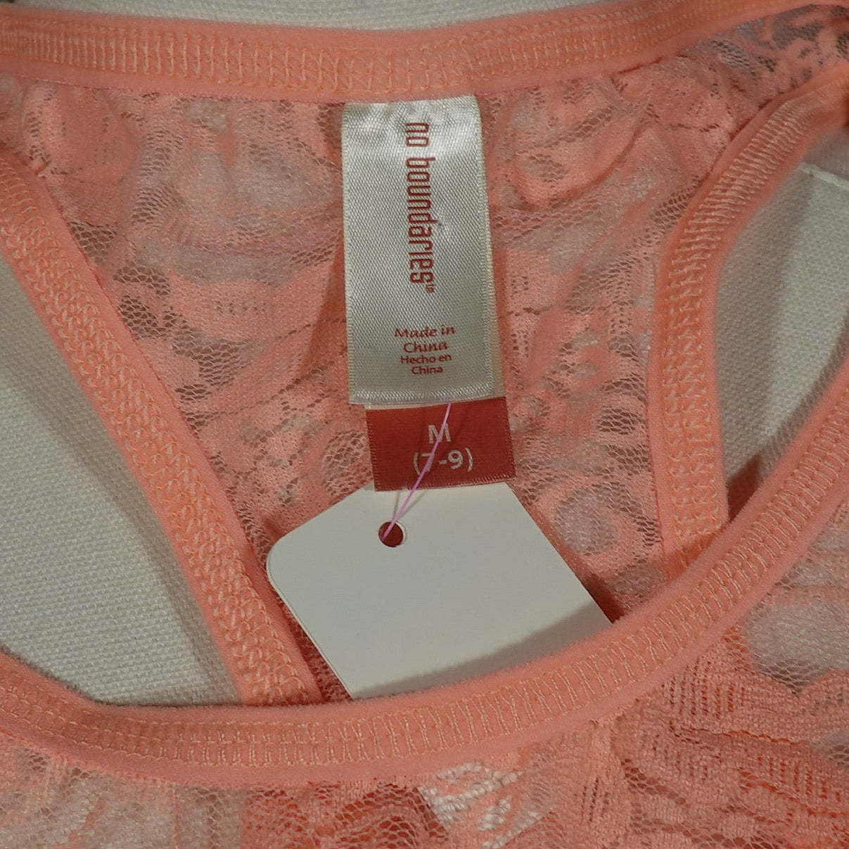 Coral Lace Racerback Tank Top-M