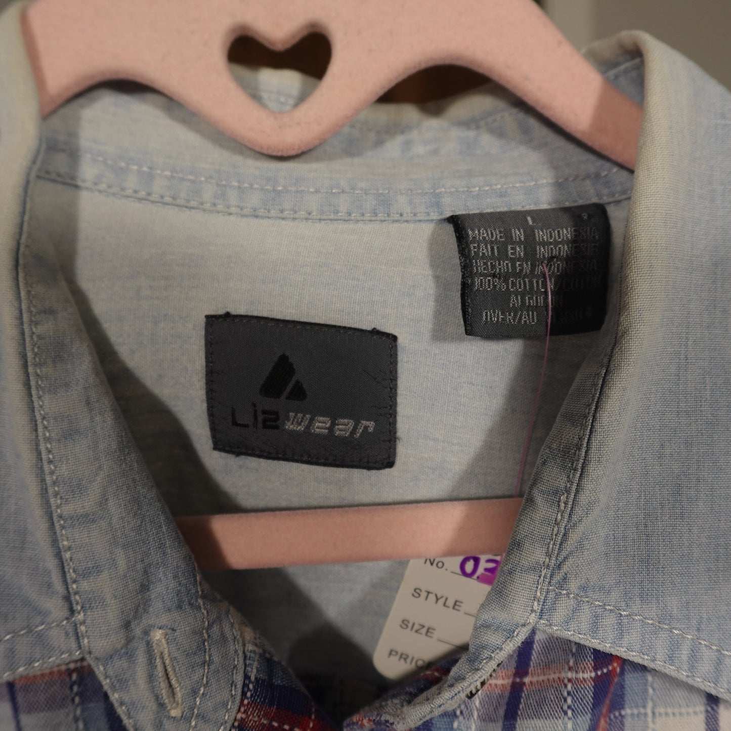 Liz Wear Plaid & Chambray Button-Up-L