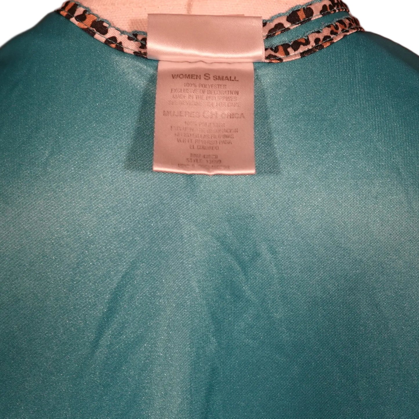 Secret Treasures Teal Leopard Trim Satin Tank-S