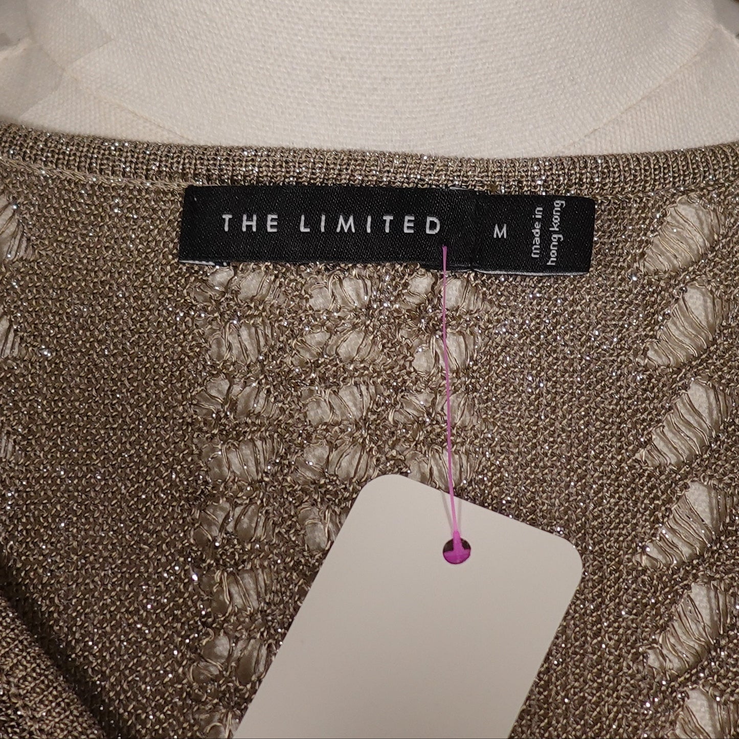 The Limited Metallic Open Knit Tunic Sweater-M
