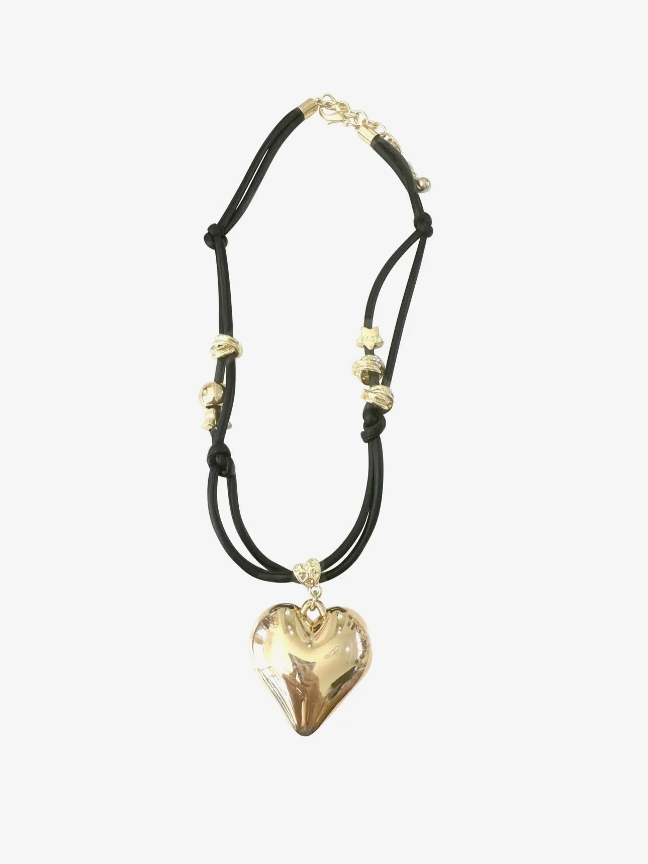 Gold Heart Charm Cord Necklace