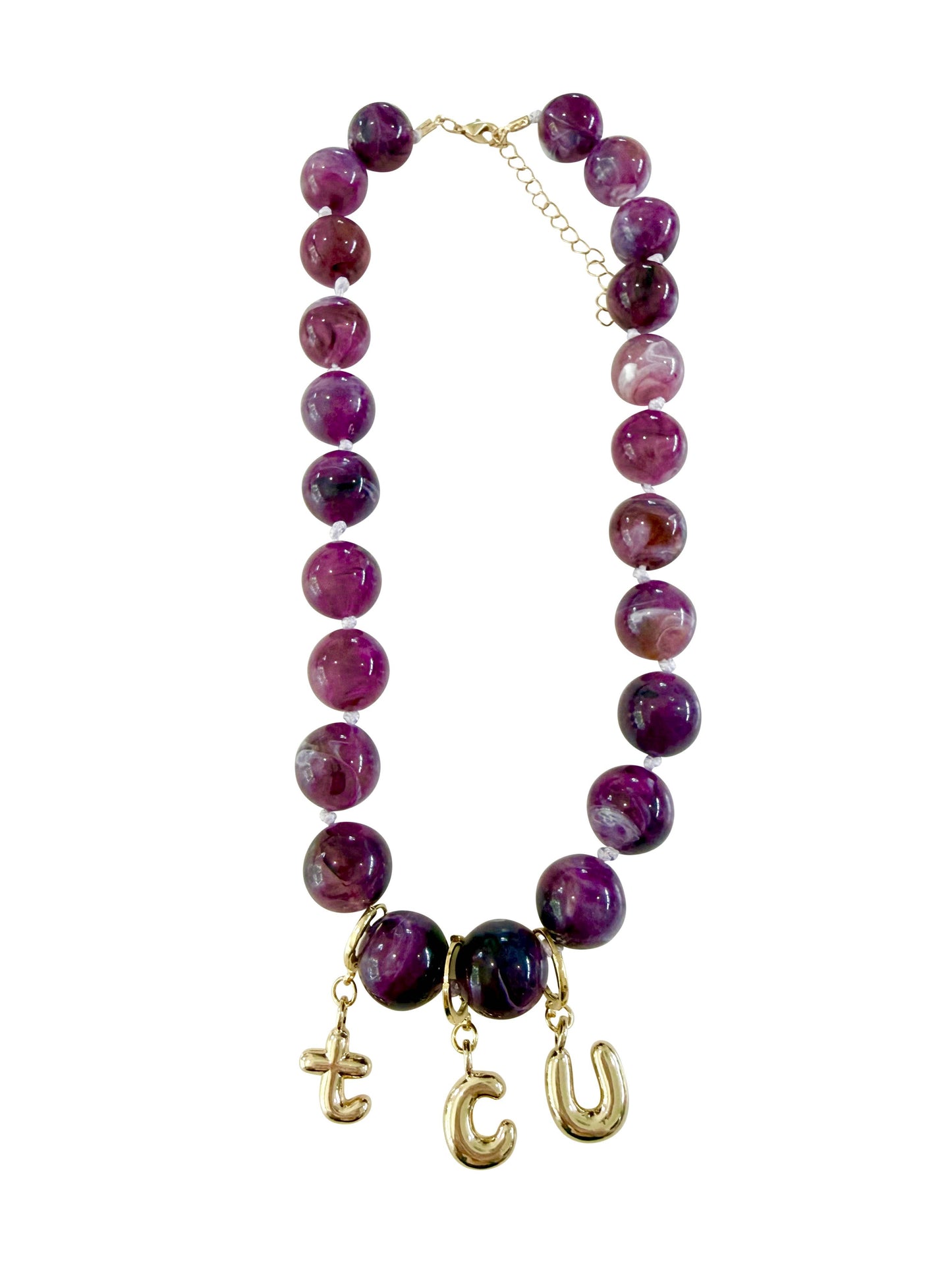 PREORDER TCU Purple Bubble Beaded Necklace