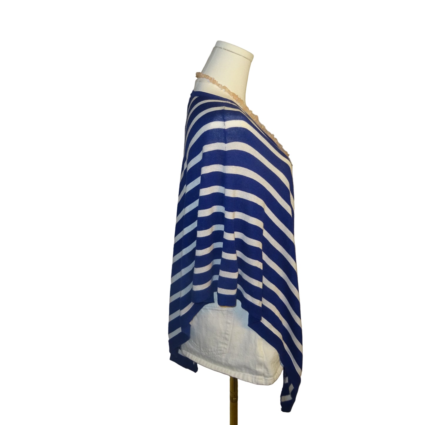 Chico's Blue Striped Poncho Sweater (OS)