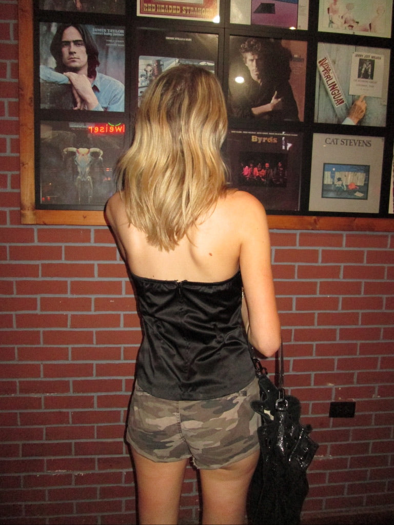 Papaya Black Strapless Sequin-Peek Corset