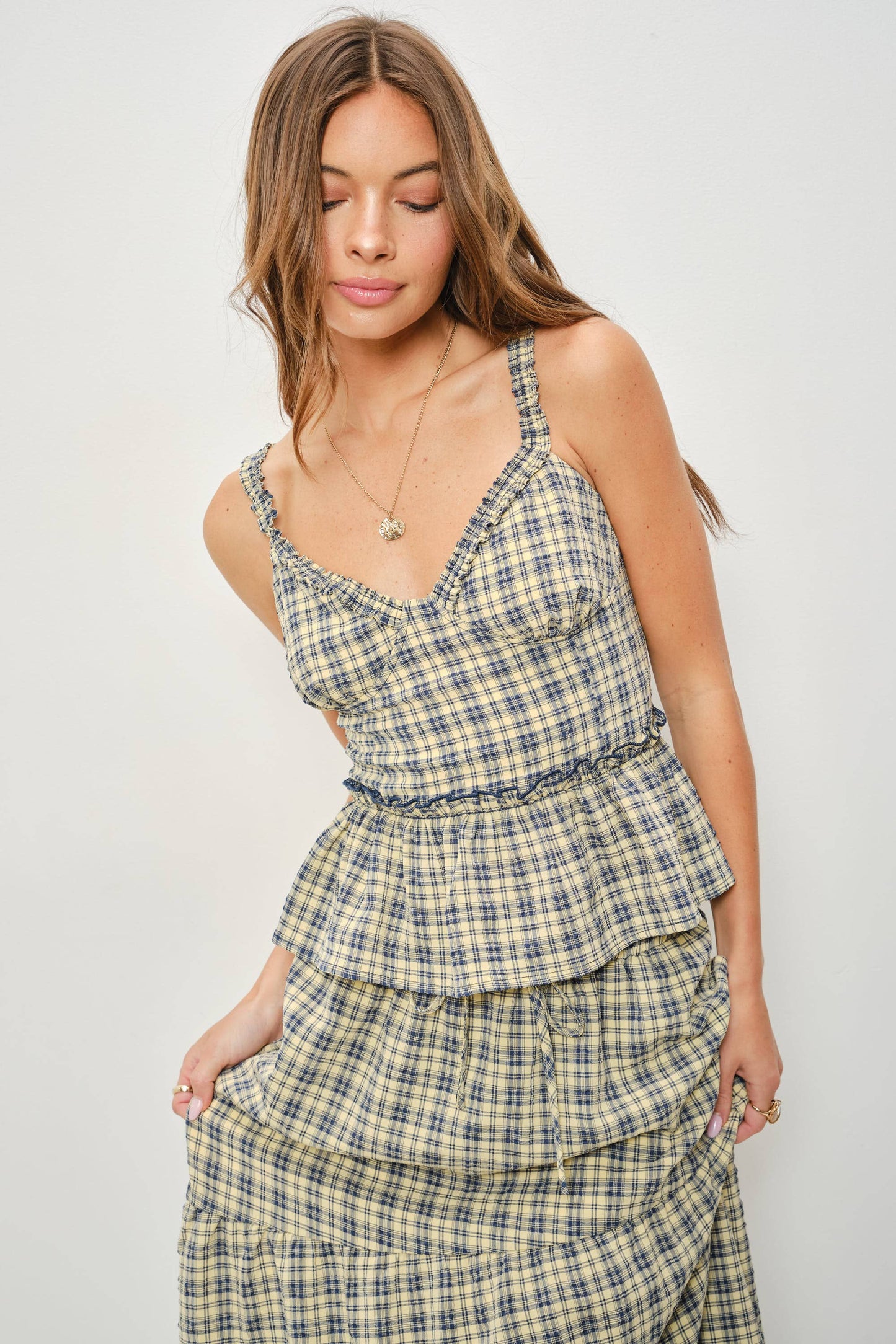 PREORDER Babydoll Plaid Corset Top