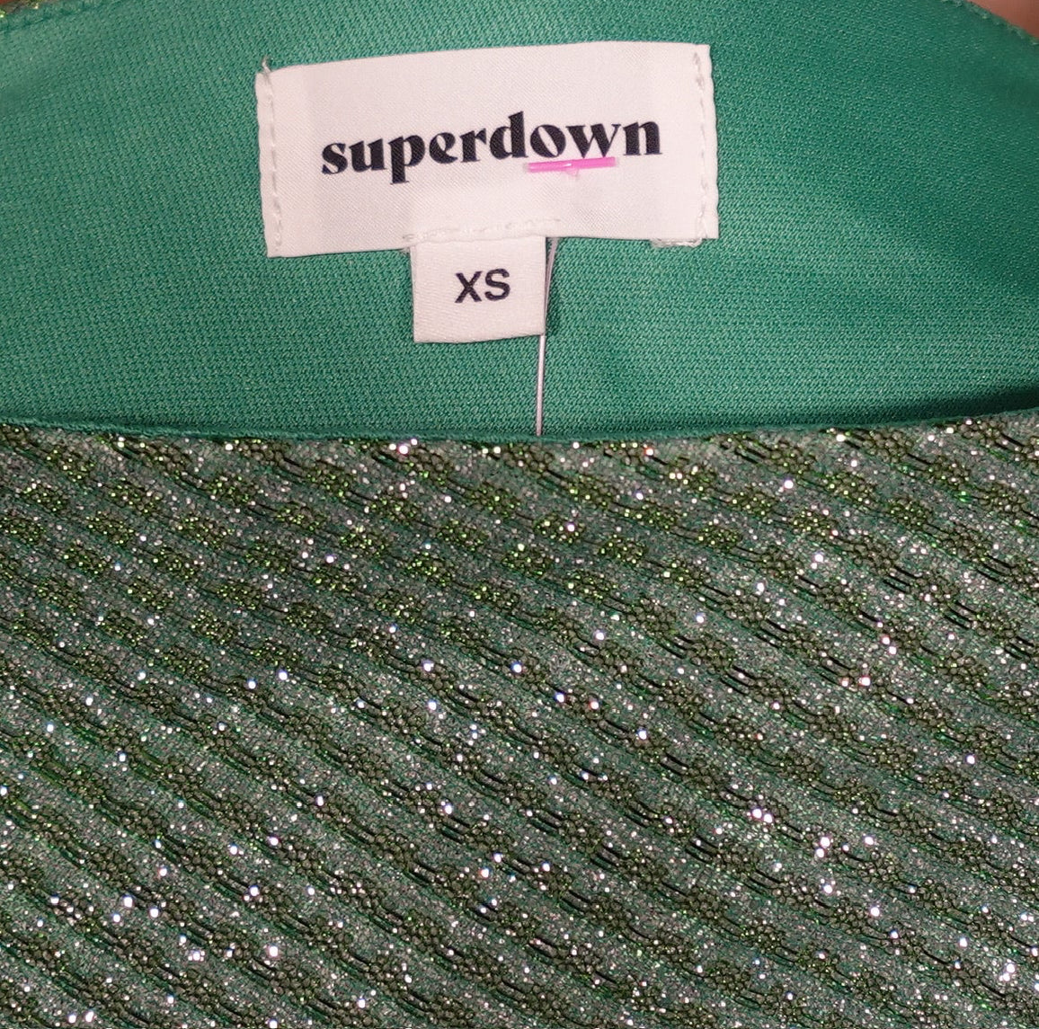 Emerald Glitz One-Shoulder Mini Dress-XS
