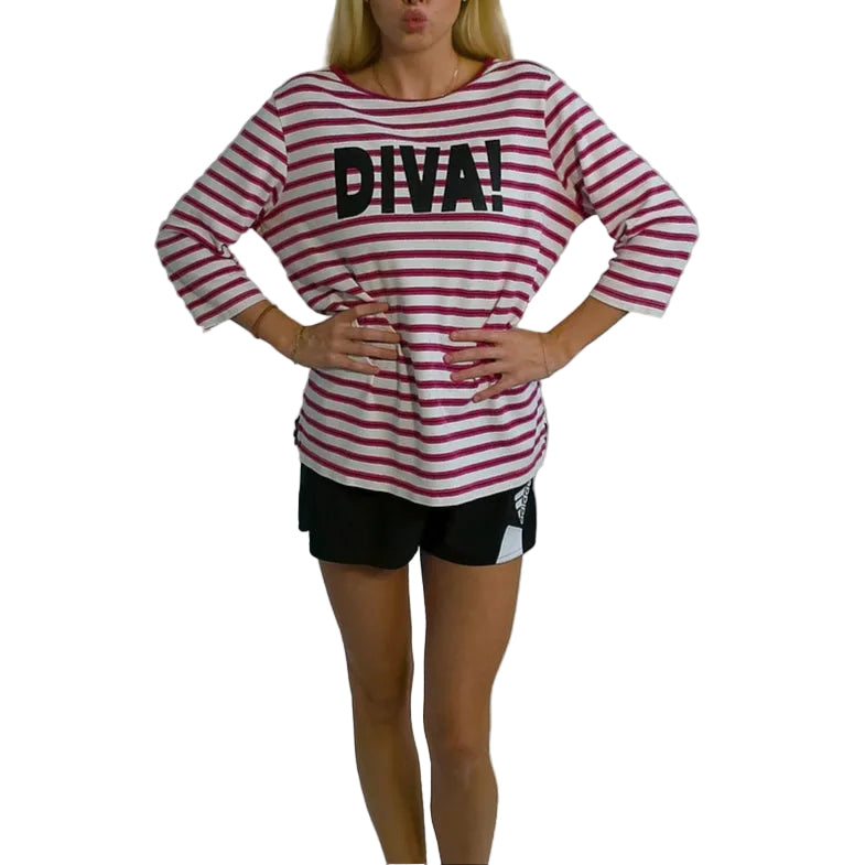 Pink and White Striped DIVA! Tee