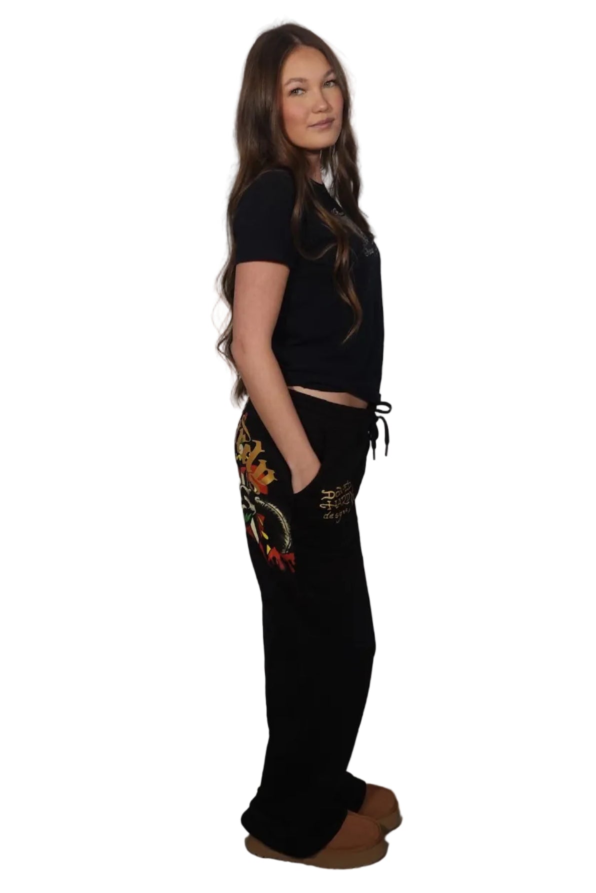Ed Hardy Black Graphic SweatPants (XL)