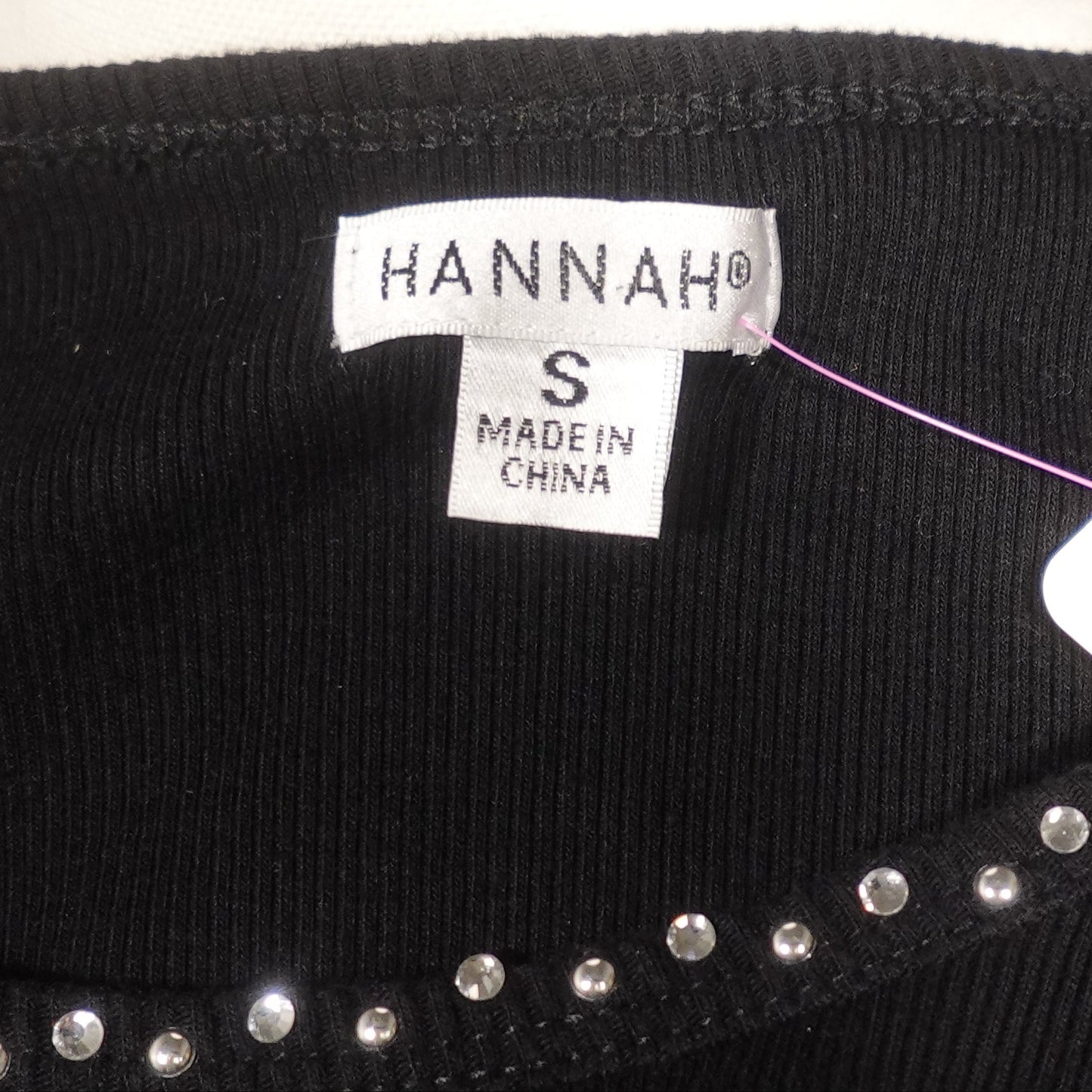 Black Rhinestone Tank-S