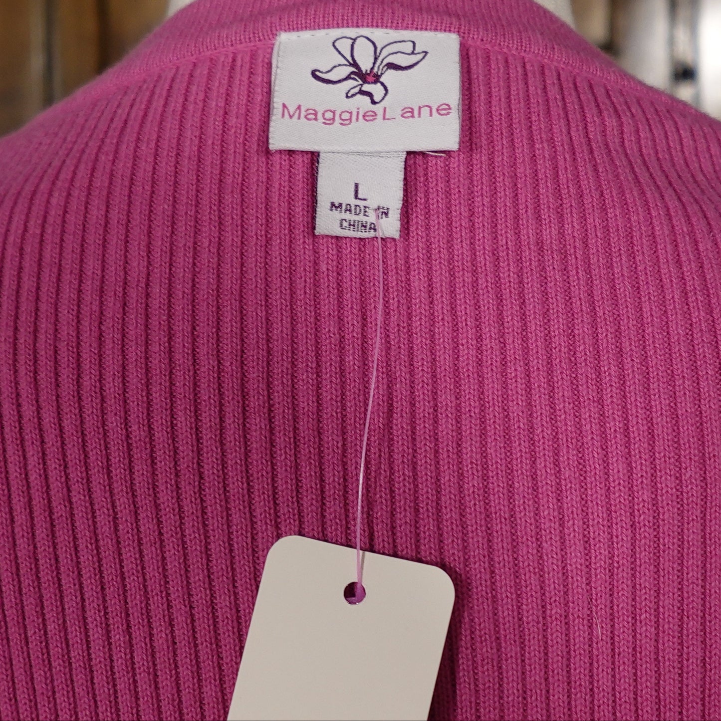 Maggie Lane Pink Plaid Sweater Vest (L)
