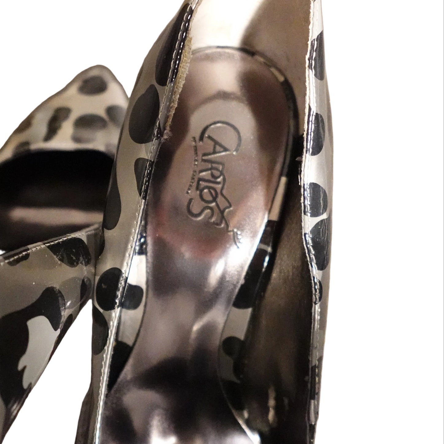 Silver Leopard Print Platform Heels