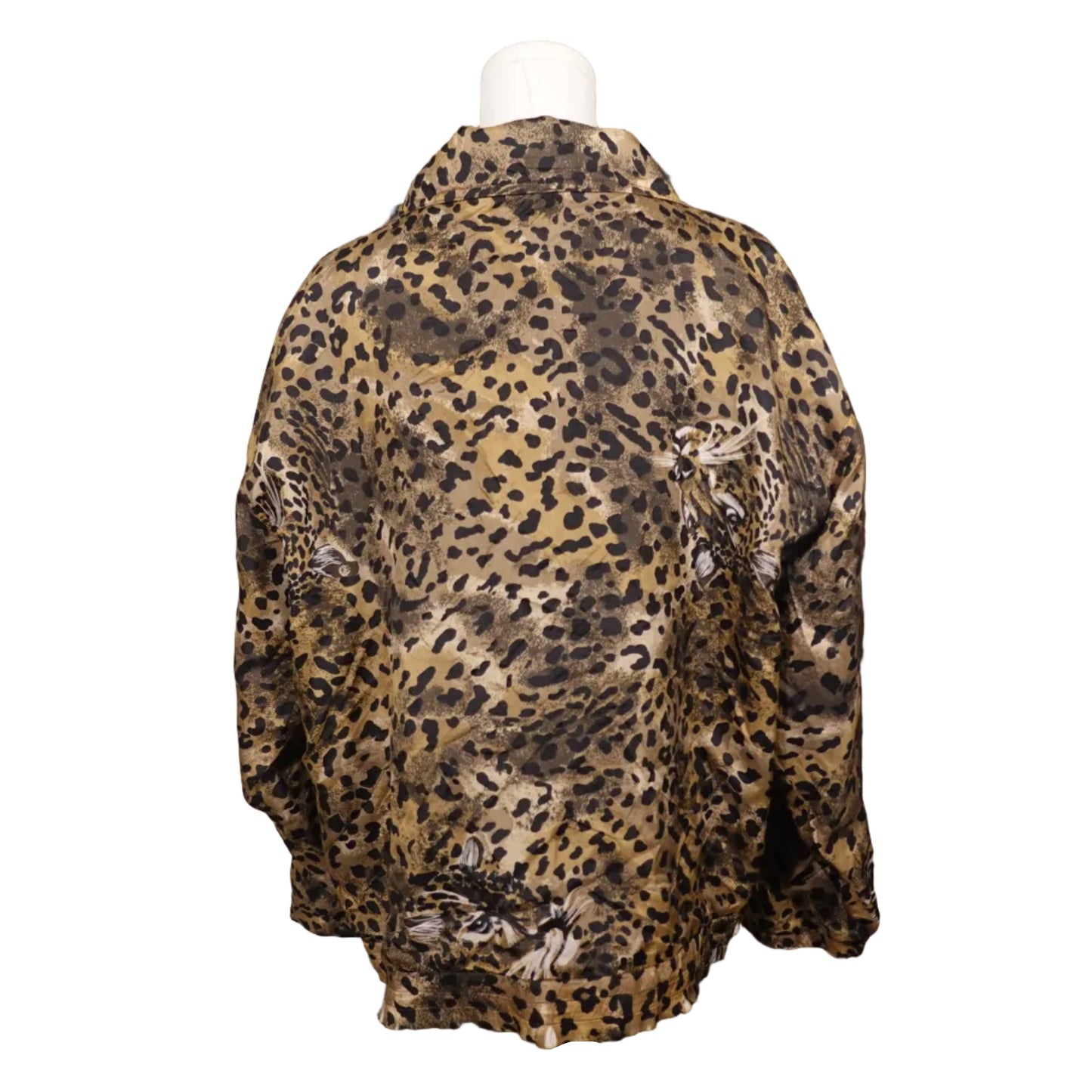 EVR Cheetah Print Silk Zip-Up Windbreaker Jacket-M