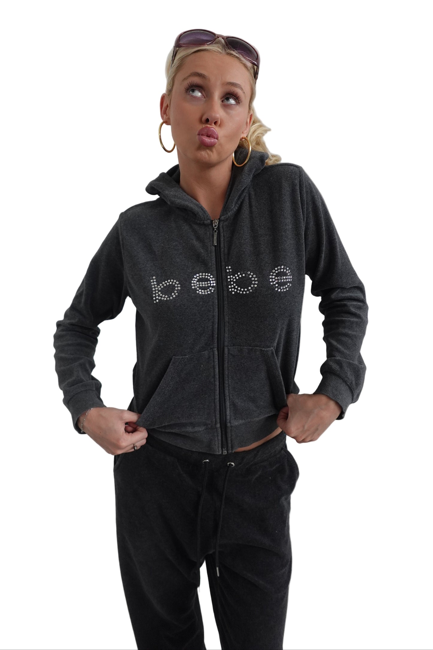 Grey Bebe Sweatsuit Pants-M