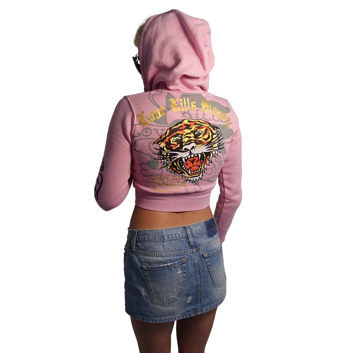 Ed Hardy Pink Love Kills Slowly/Tiger Jacket (L)