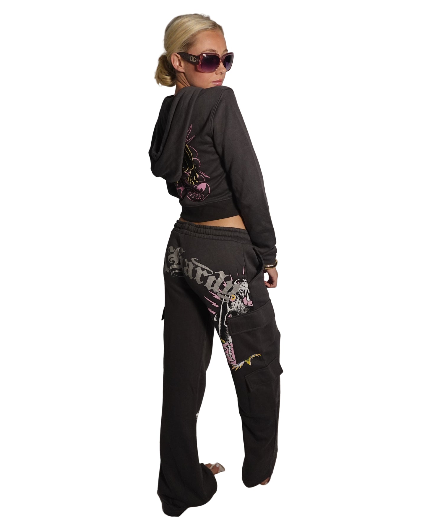 Ed Hardy Dark Gray Panther Sweatpants