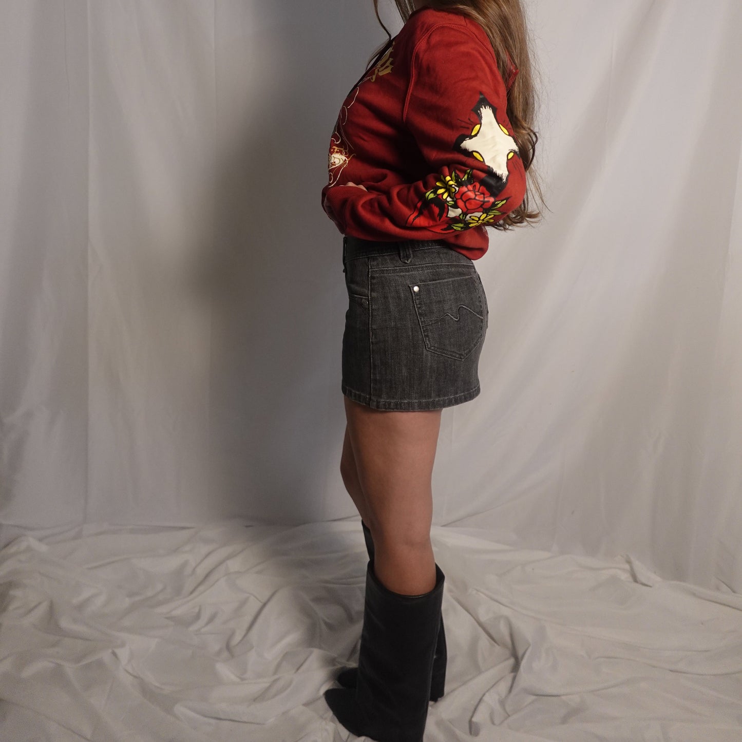 Grey Denim Mini Skirt