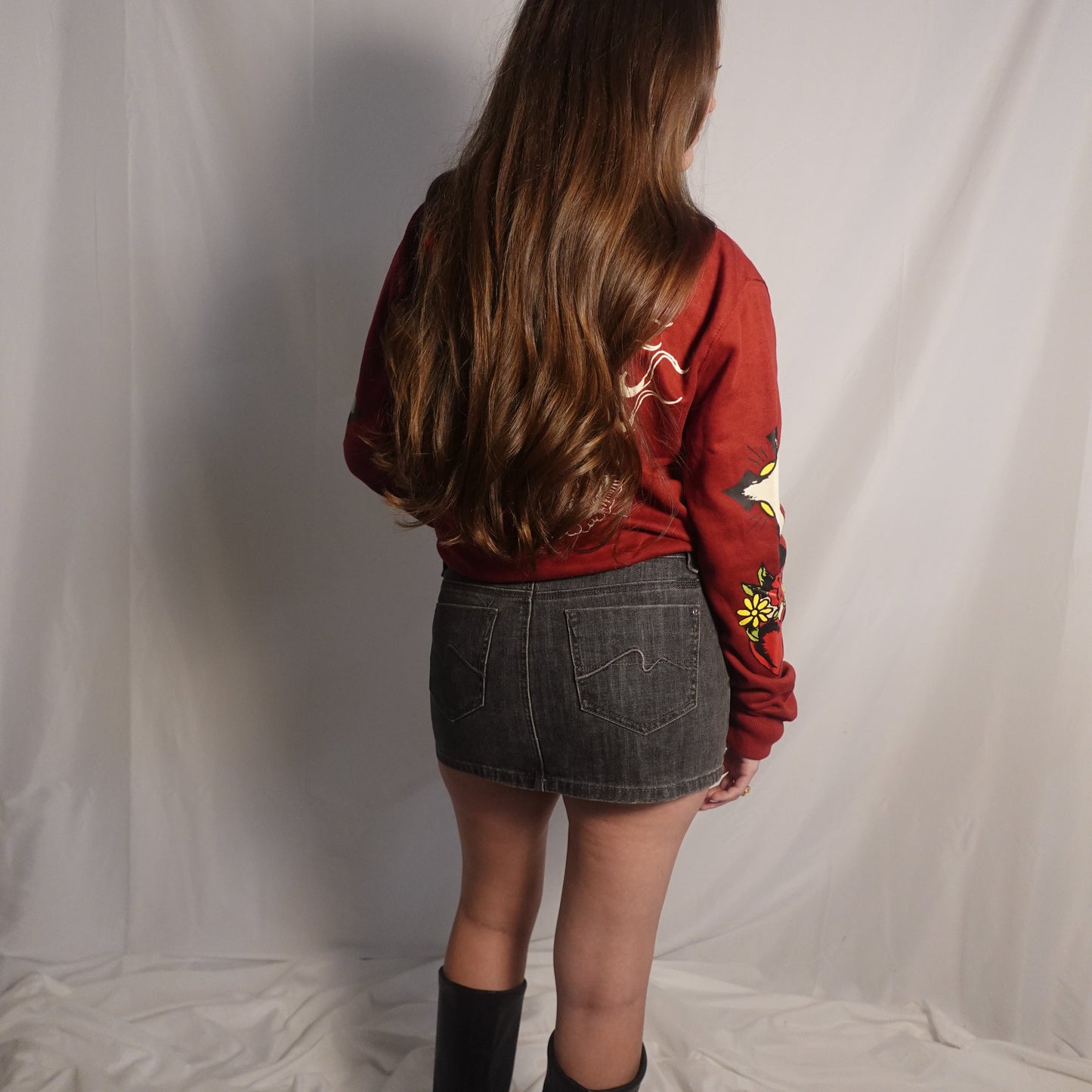 Grey Denim Mini Skirt