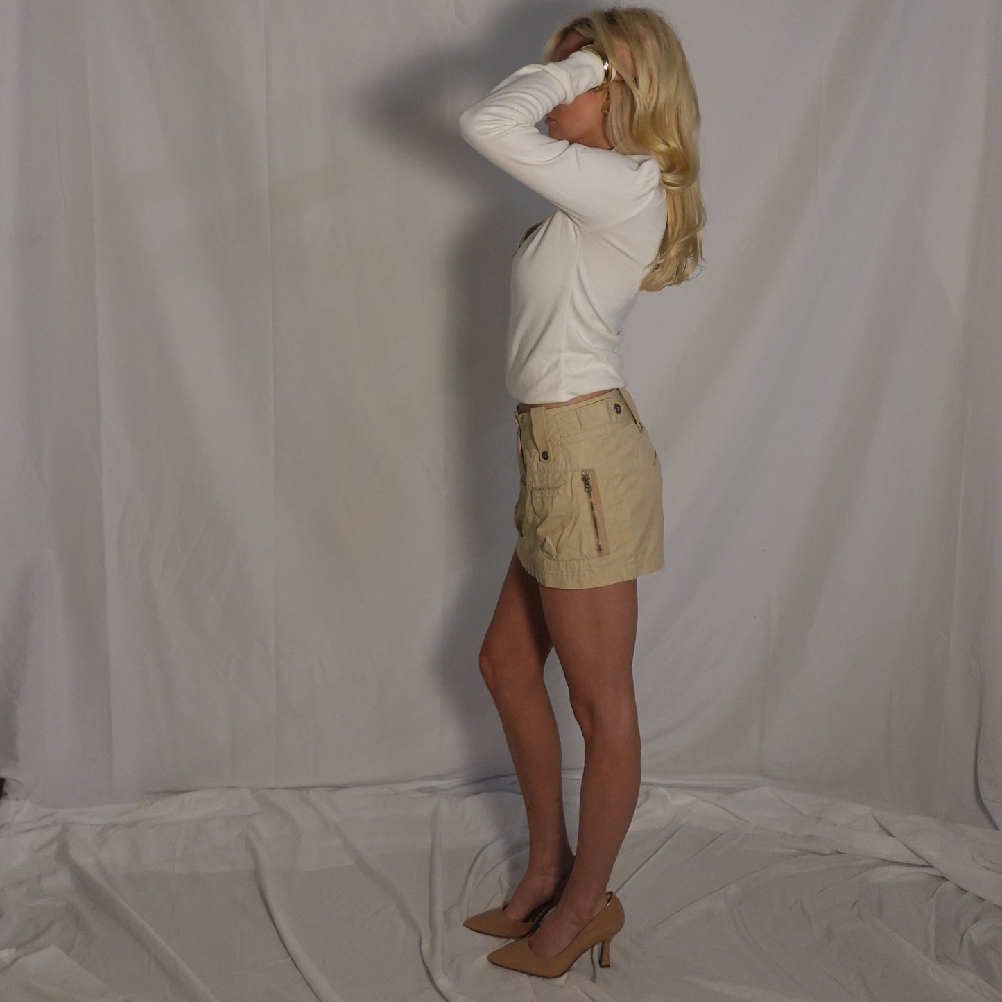 Khaki Cargo Mini Skirt