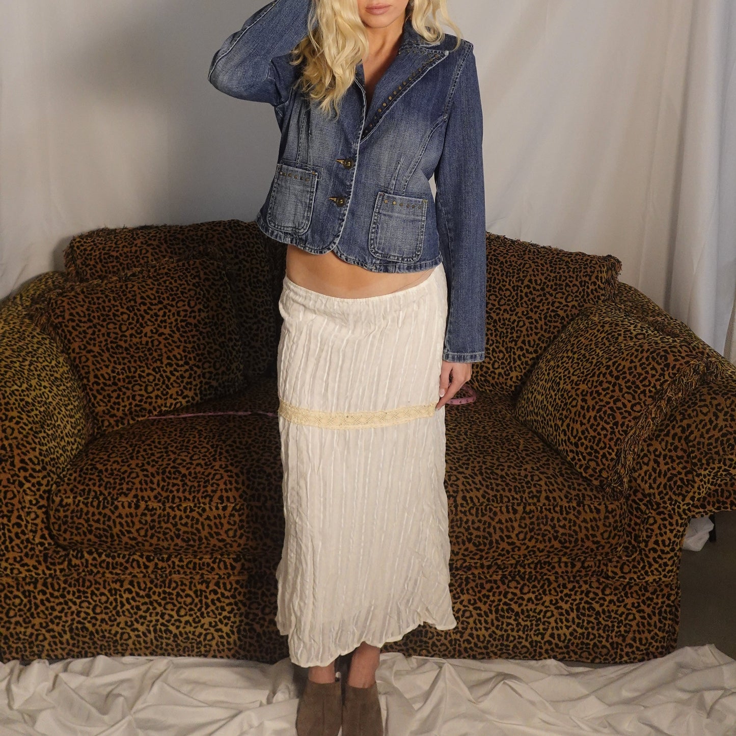 Cream Lace Midi Skirt