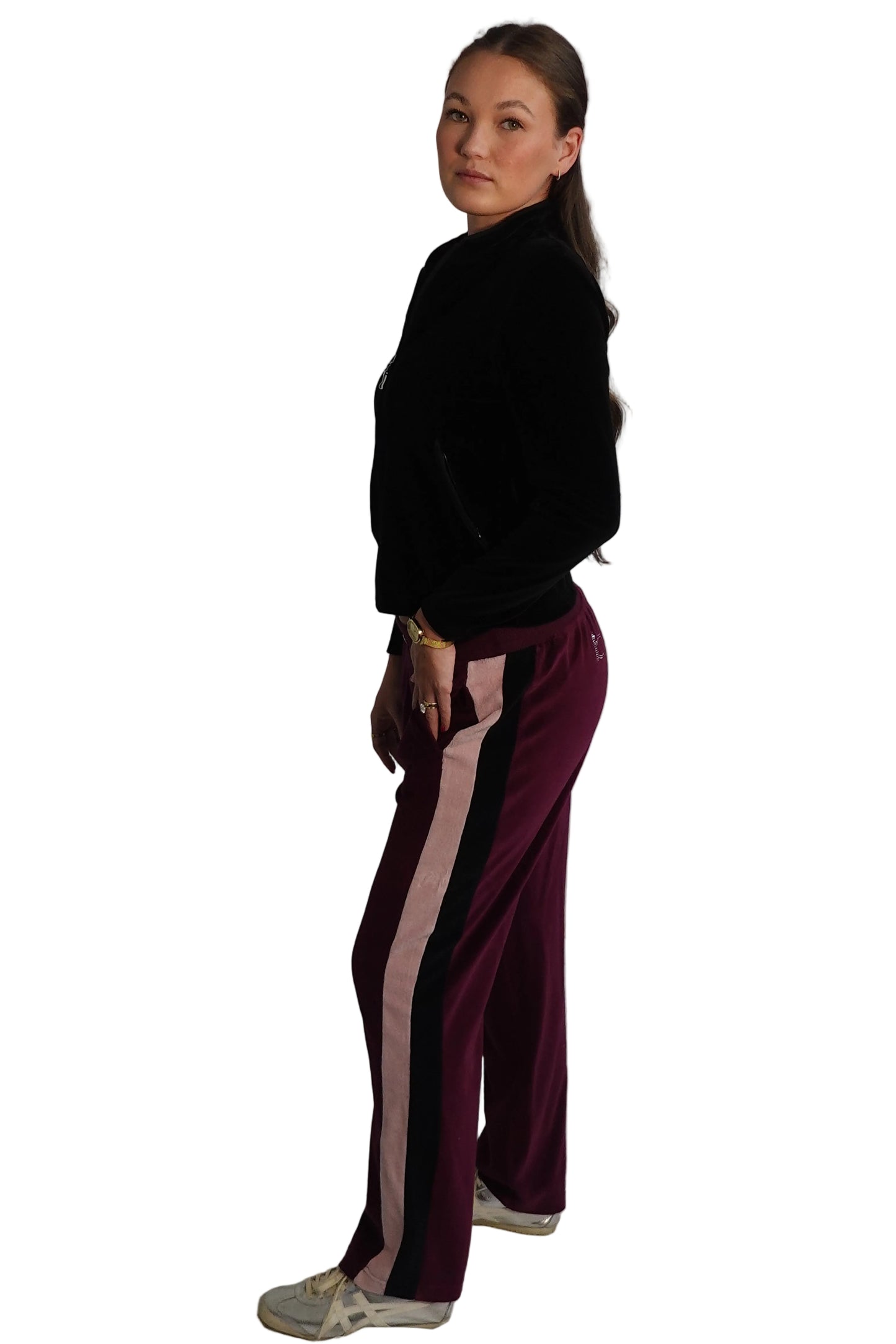 BEBE Sport Burgundy Velour Track Pants