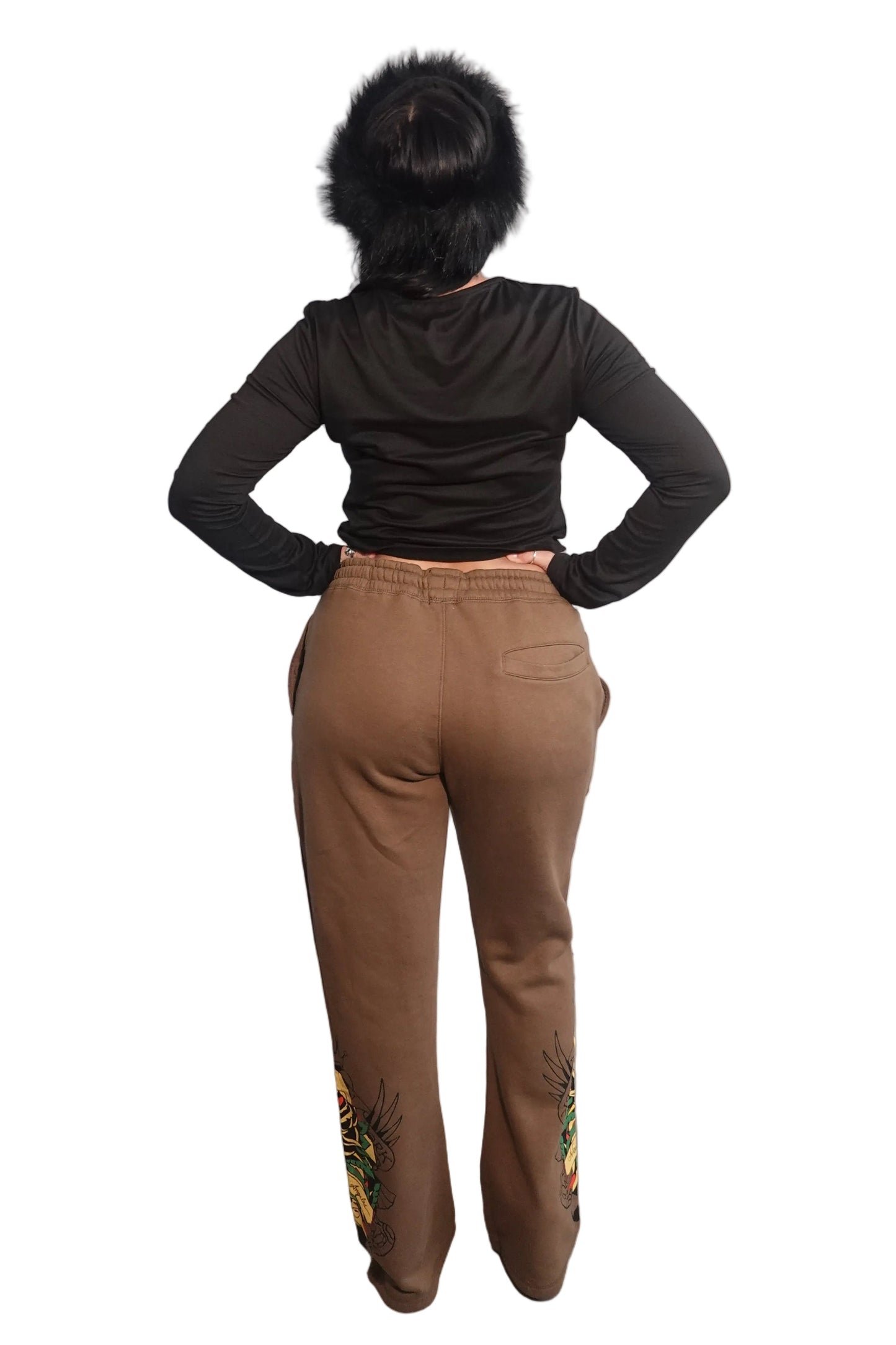 Ed Hardy Brown with Yellow Rose Sweatpants
