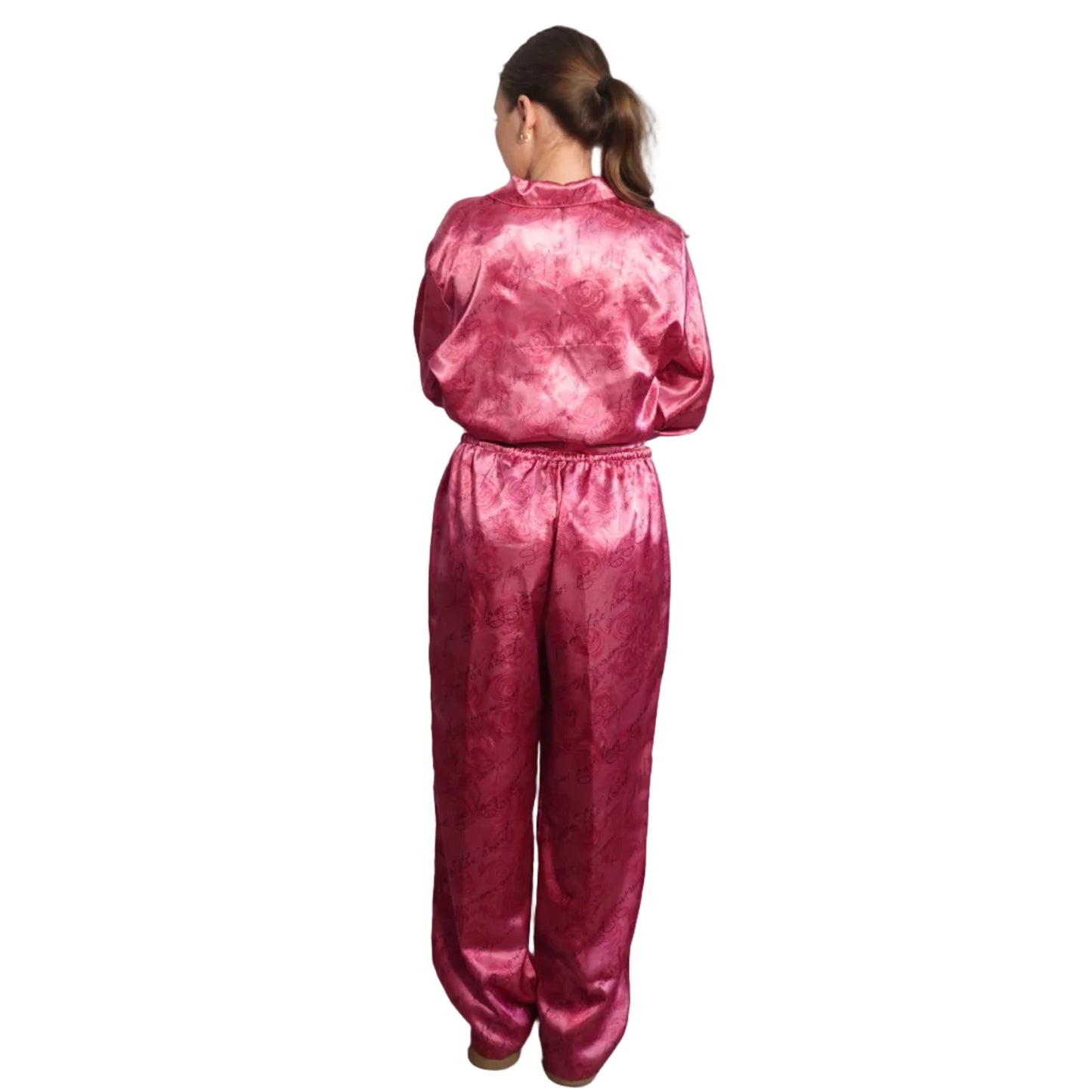 Valerie Stevens Pink Silk PJ Set(L)