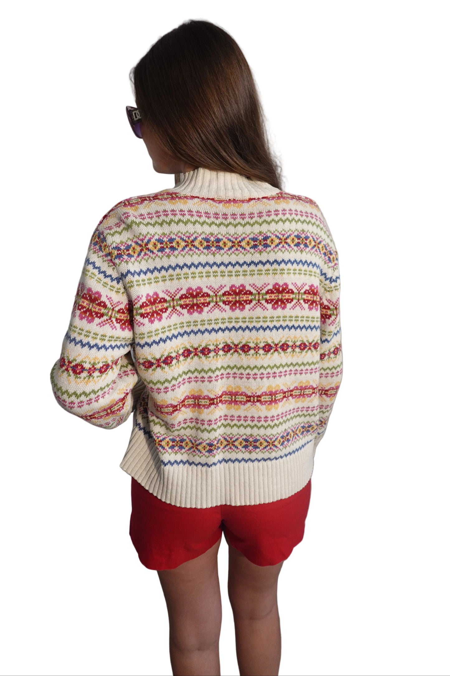 Tiara International Fair Isle Knit Cardigan-M