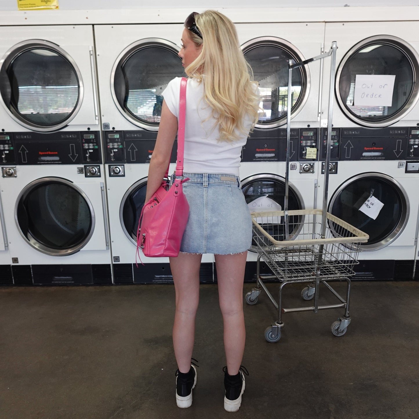 Light Wash Pleated Denim Mini Skirt