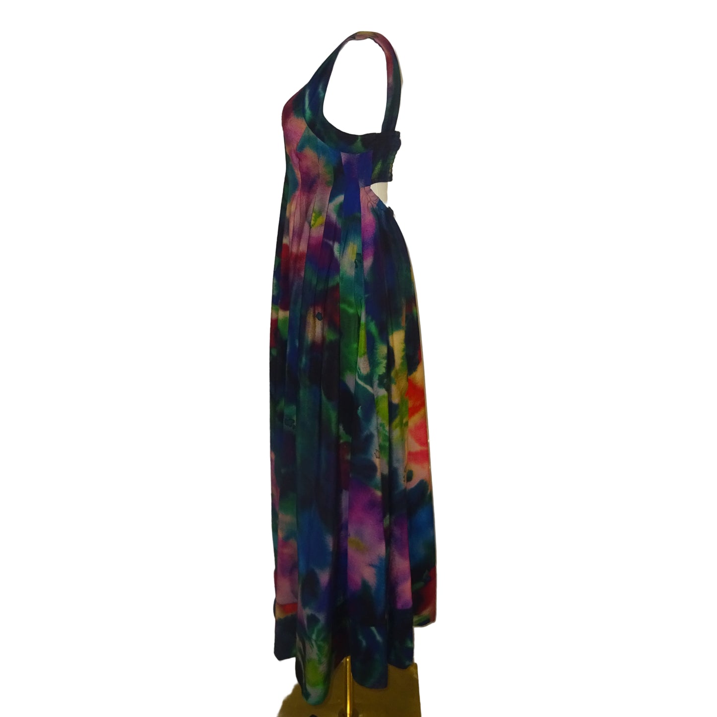 Printed V-Neck Pleated A-Line Dress