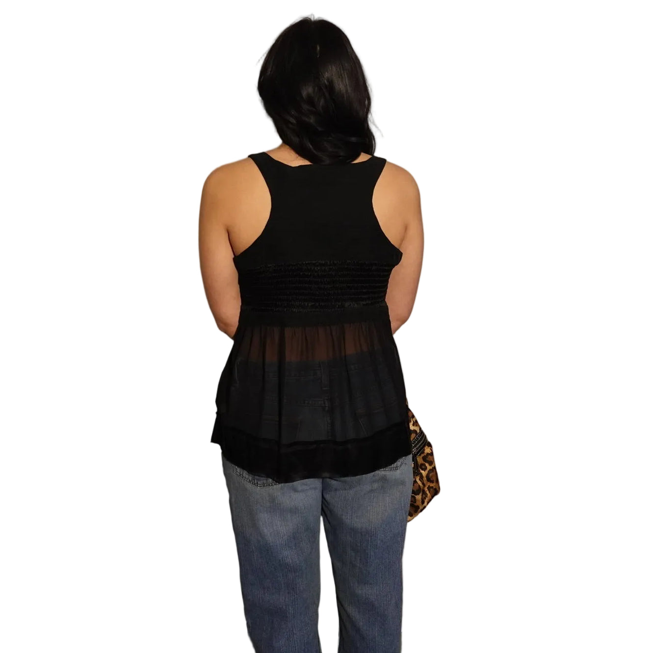 JLO by Jennifer Lopez Black Studded Babydoll Top (XL)