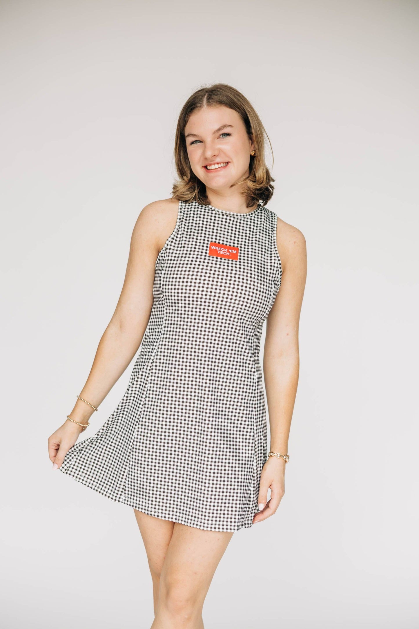 Wreck 'Em Tech Athletic Dress | Black Gingham