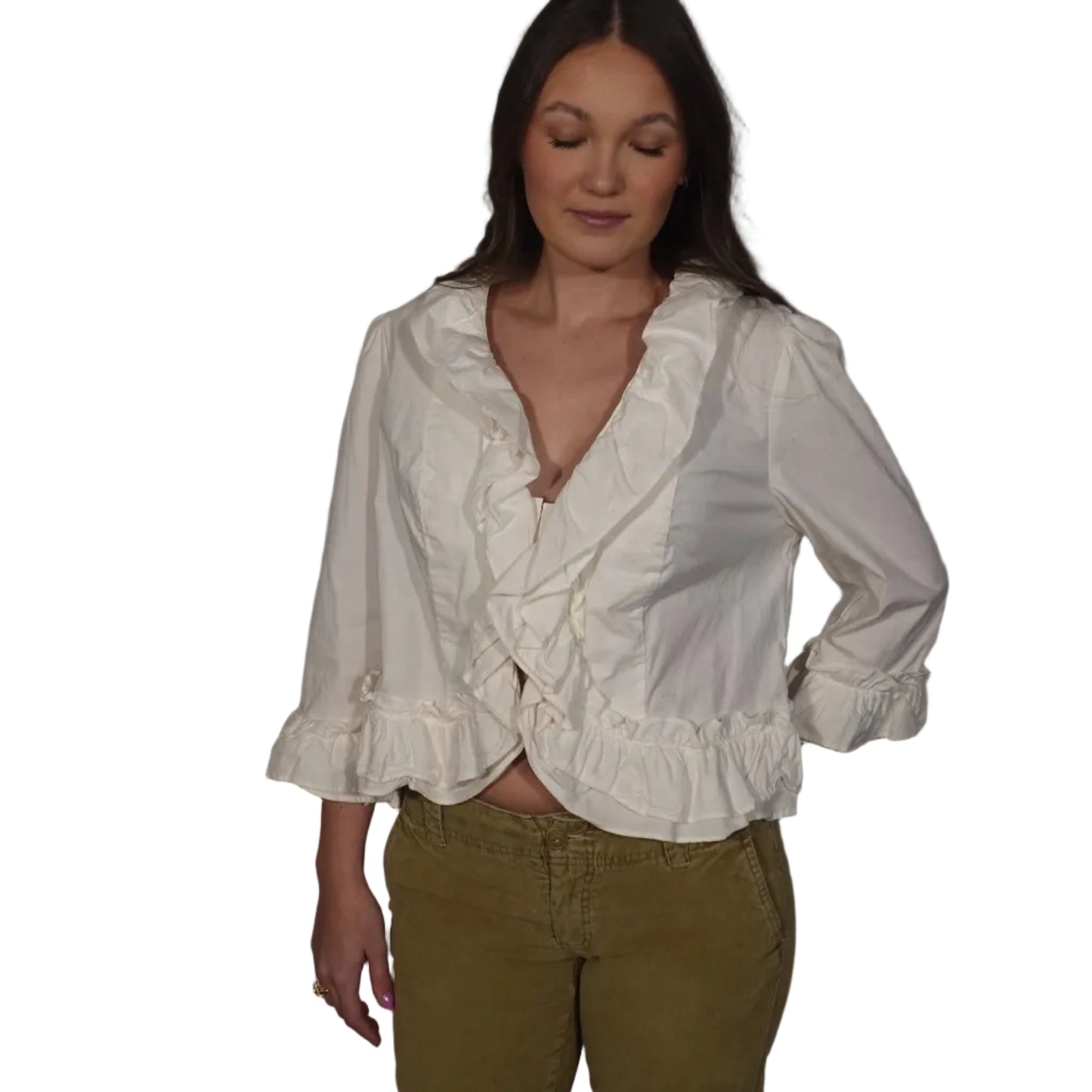 Ivory Ruffle Romance Blouse-L