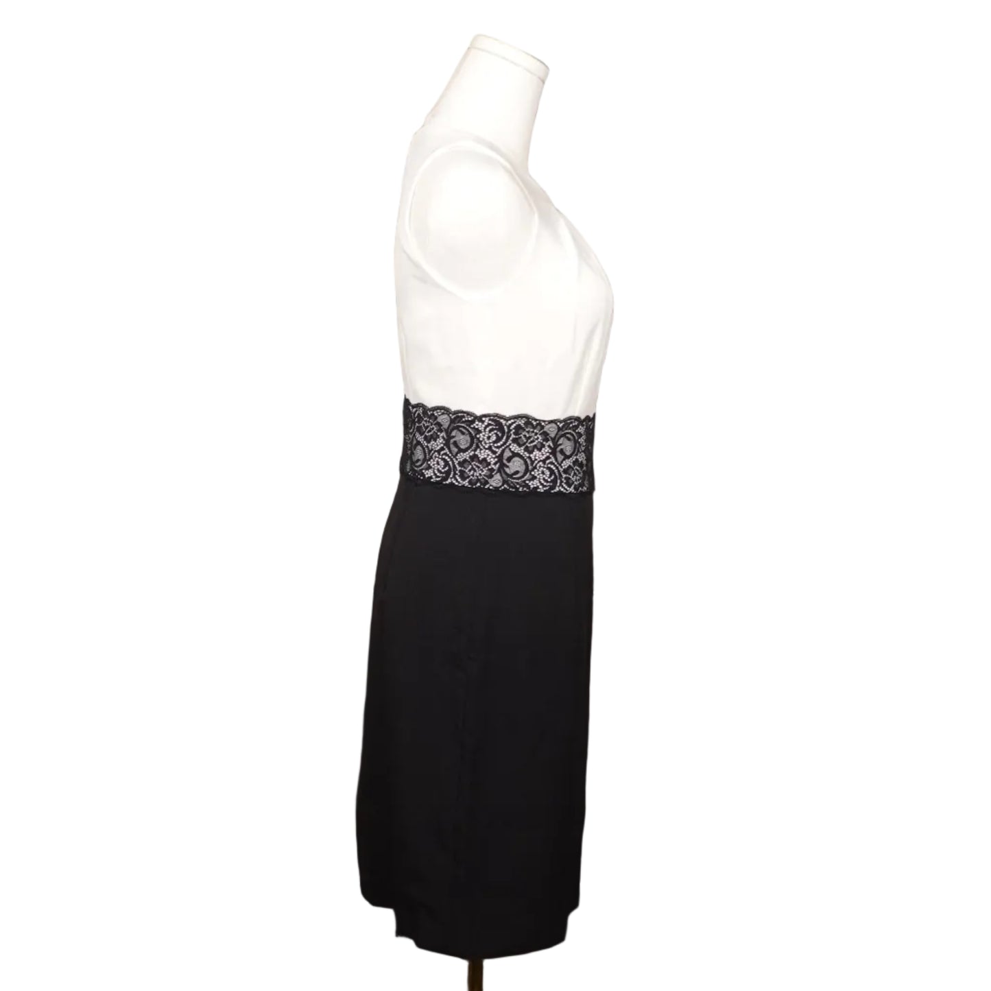 White House Black Market Black & Ecru Lace Waist Sheath Dress (0)