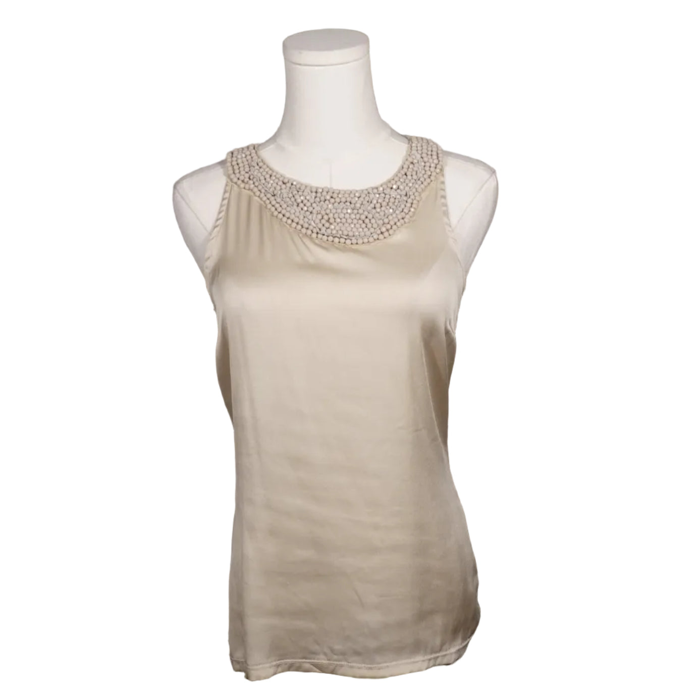 Pearl Satin Jeweled Cami-S