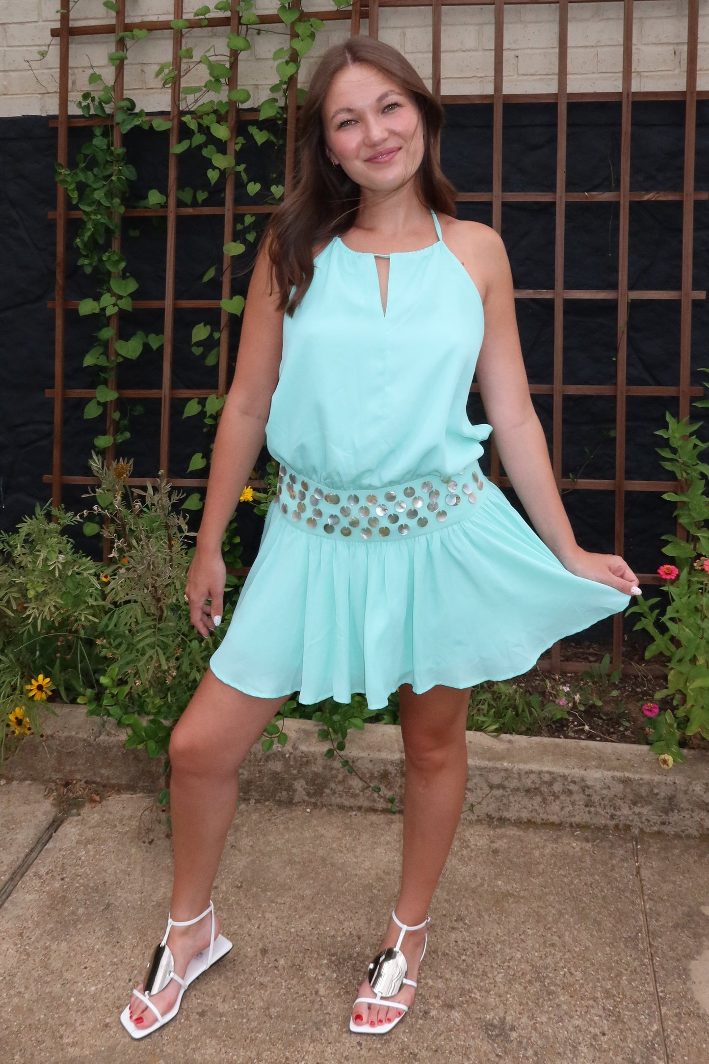 Aqua Shells Mini Dress