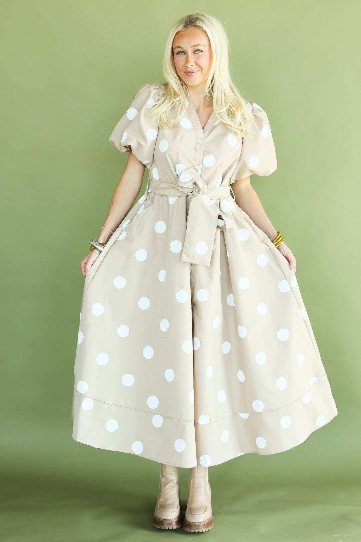 Champagne Dot Maxi Dress