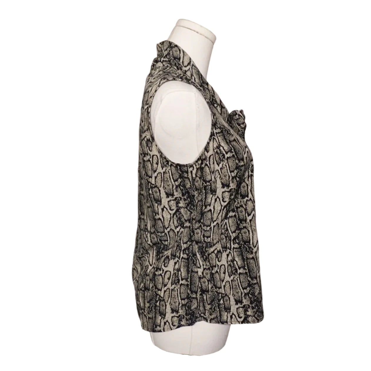 212 Collection Snake Print Tie-Neck Sleeveless Blouse  (XS)