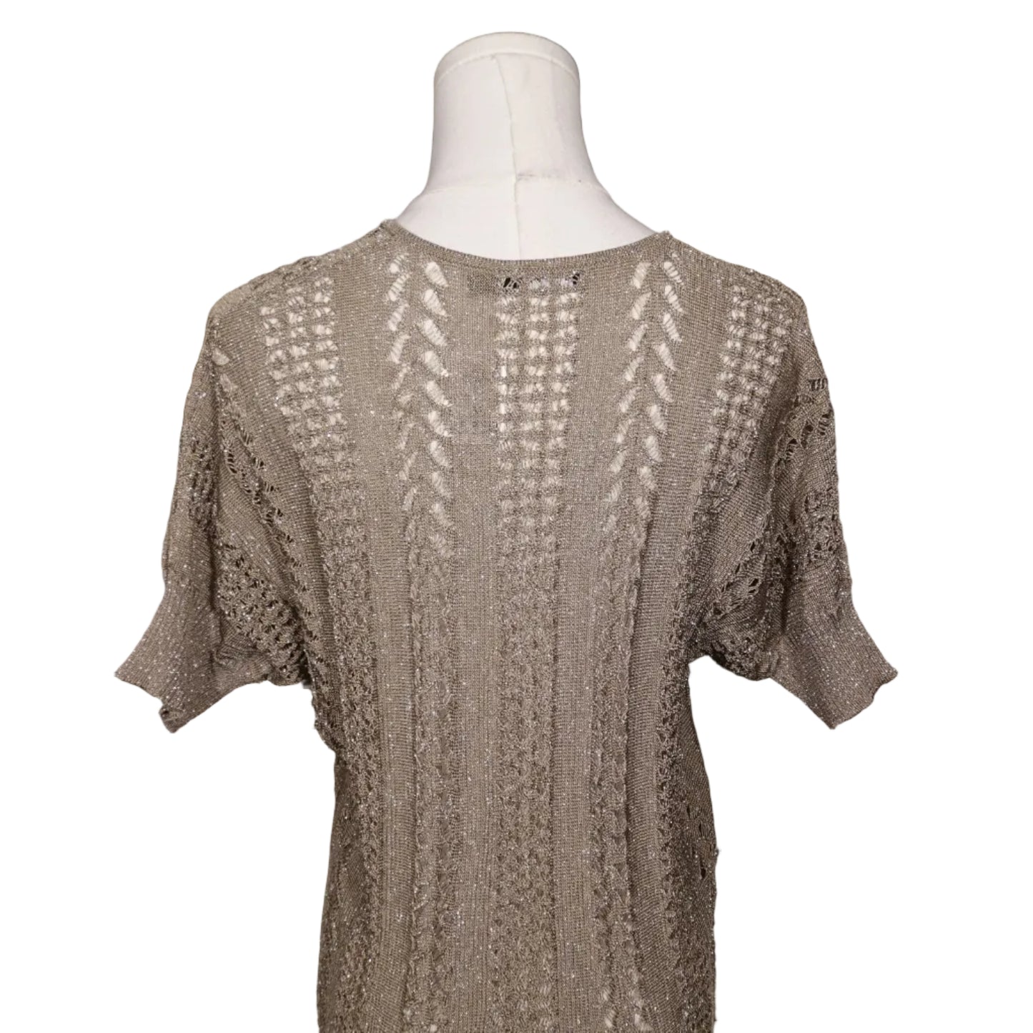 The Limited Metallic Open Knit Tunic Sweater-M