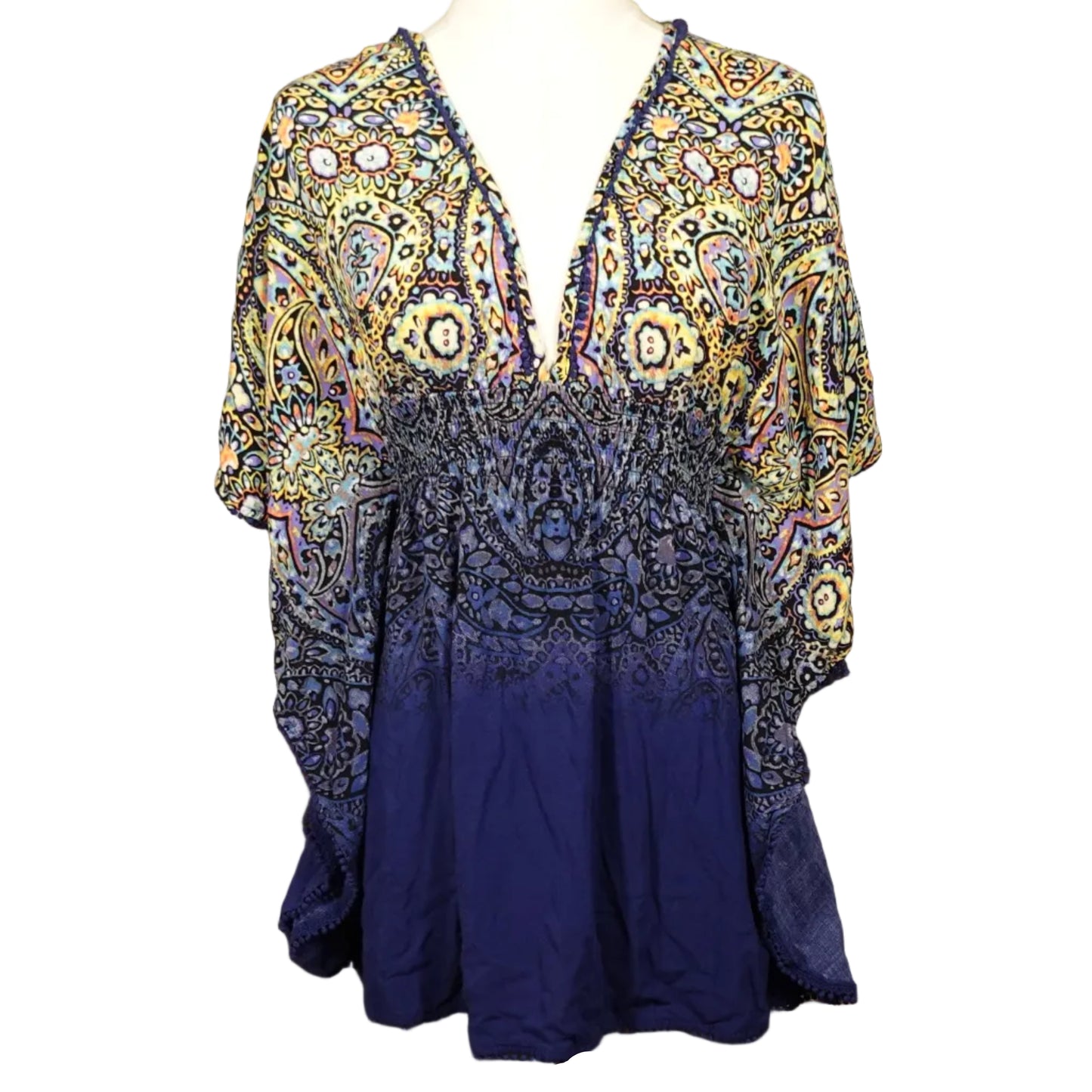 Open-Back Paisley Tunic Top (M)