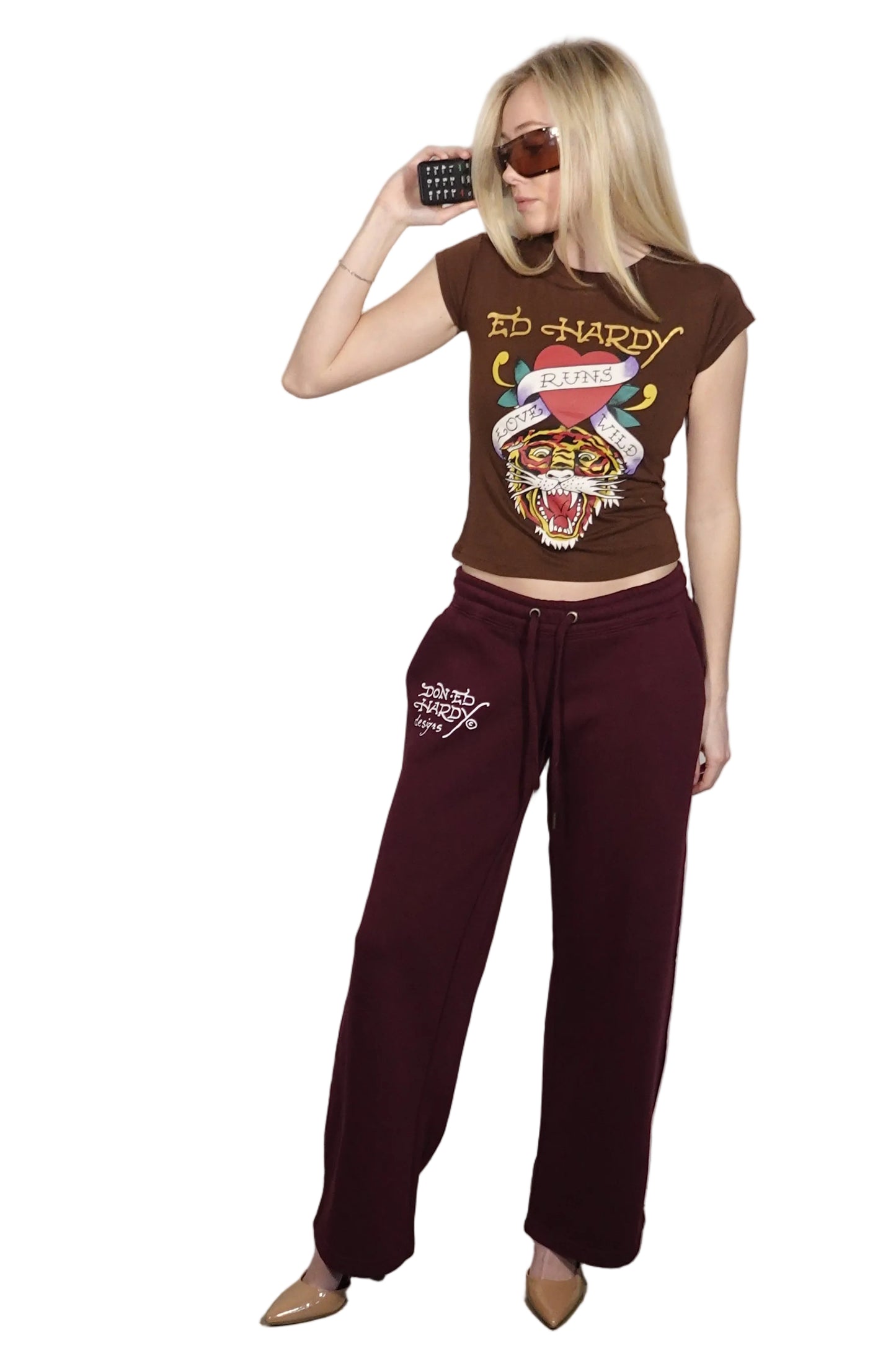 Ed Hardy Burgundy Tiger Sweatpants