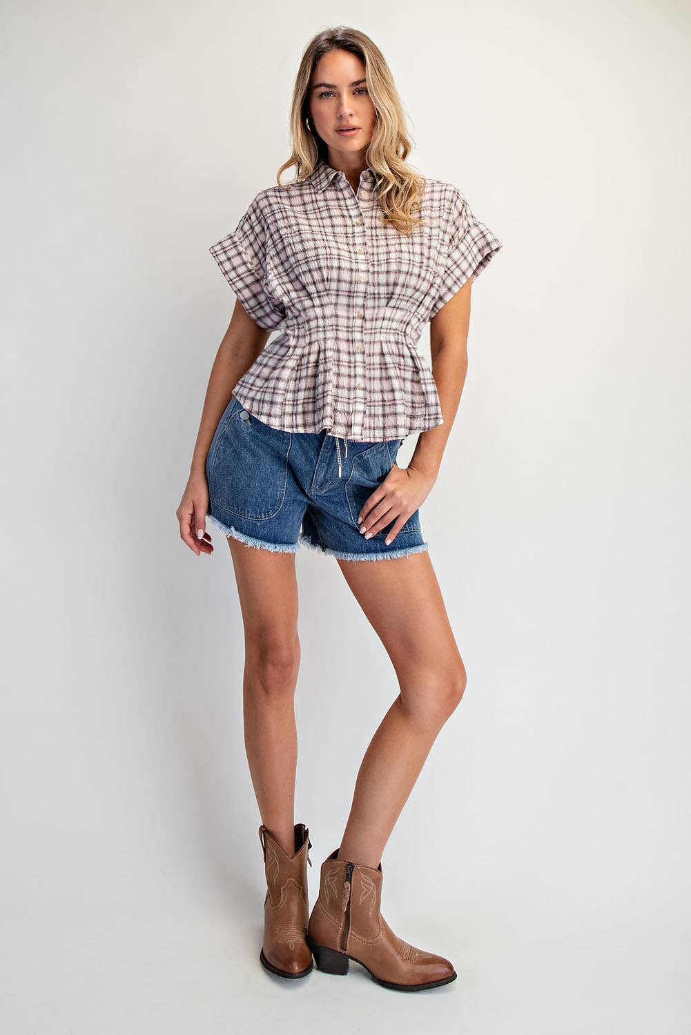 The Pink Latte Plaid Top