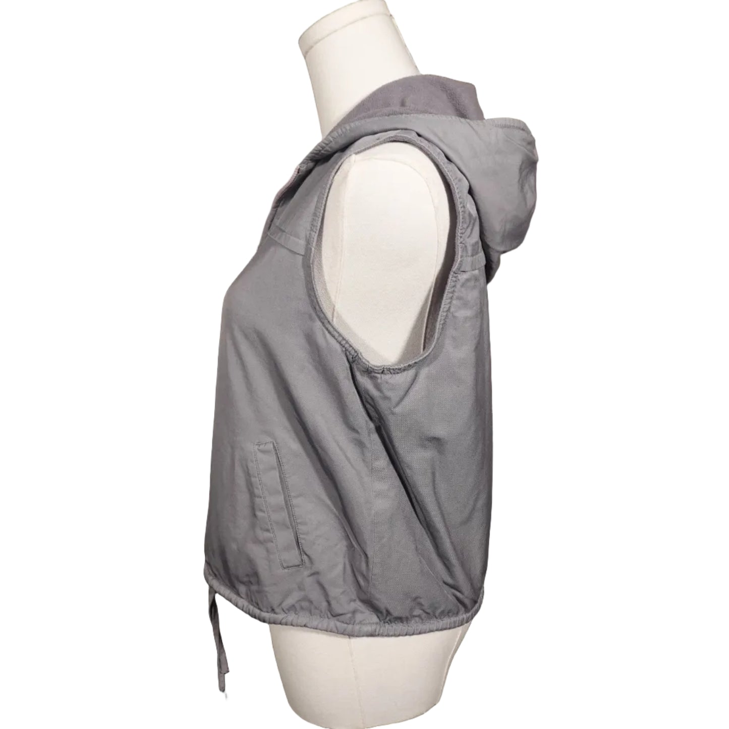 Esprit Vintage Gray Hooded Fleece Vest-S
