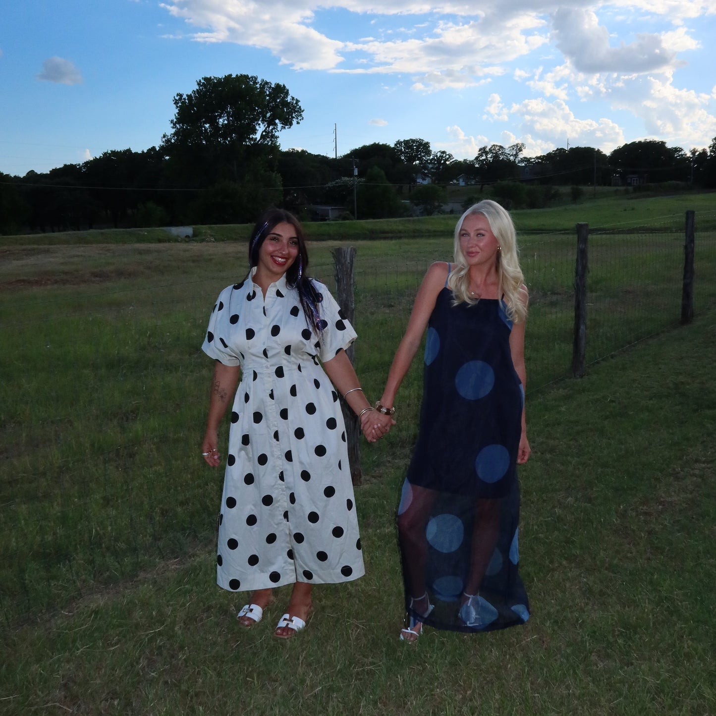 Polka Dot Sheer Overlay Maxi Dress