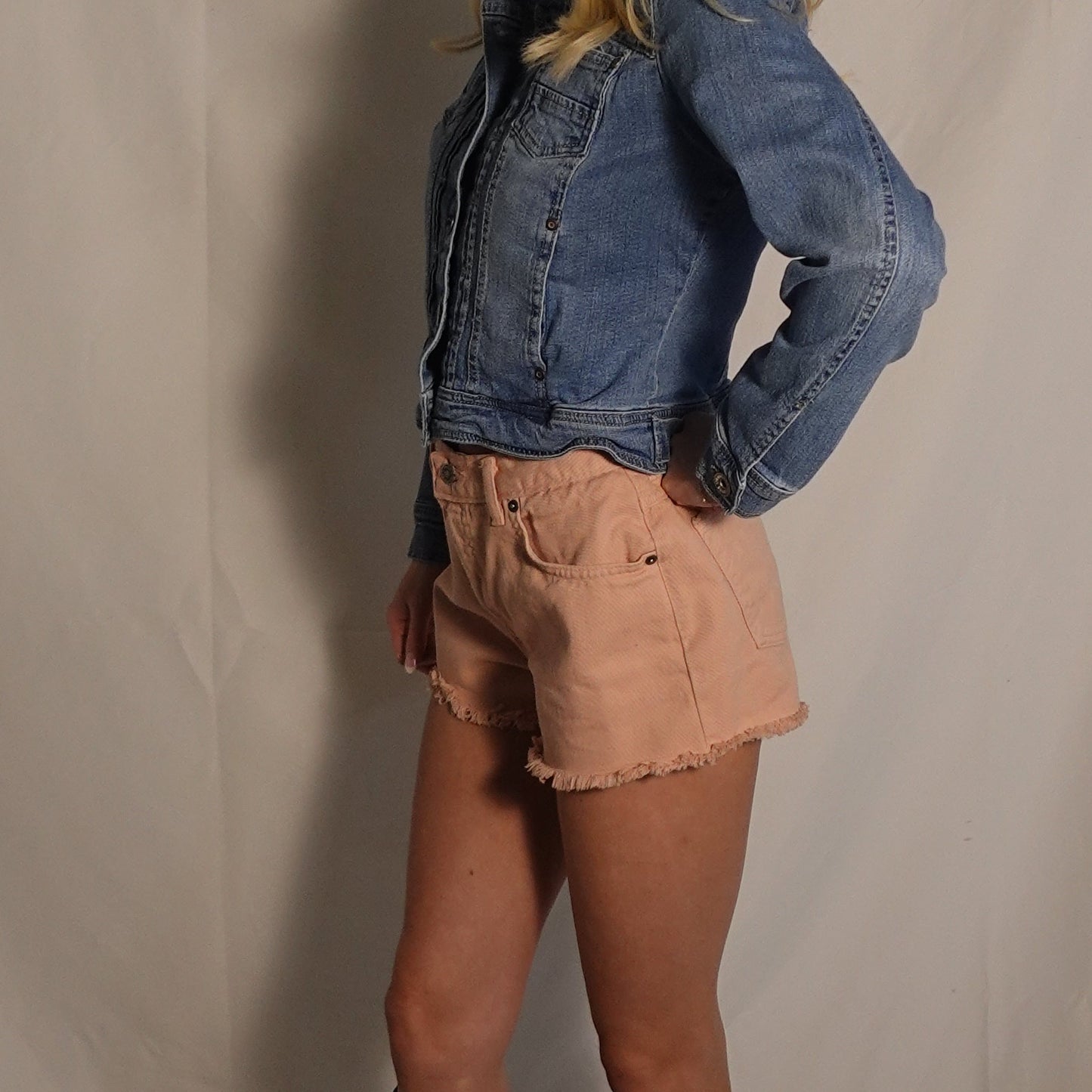 Mini Salmon Jean Shorts