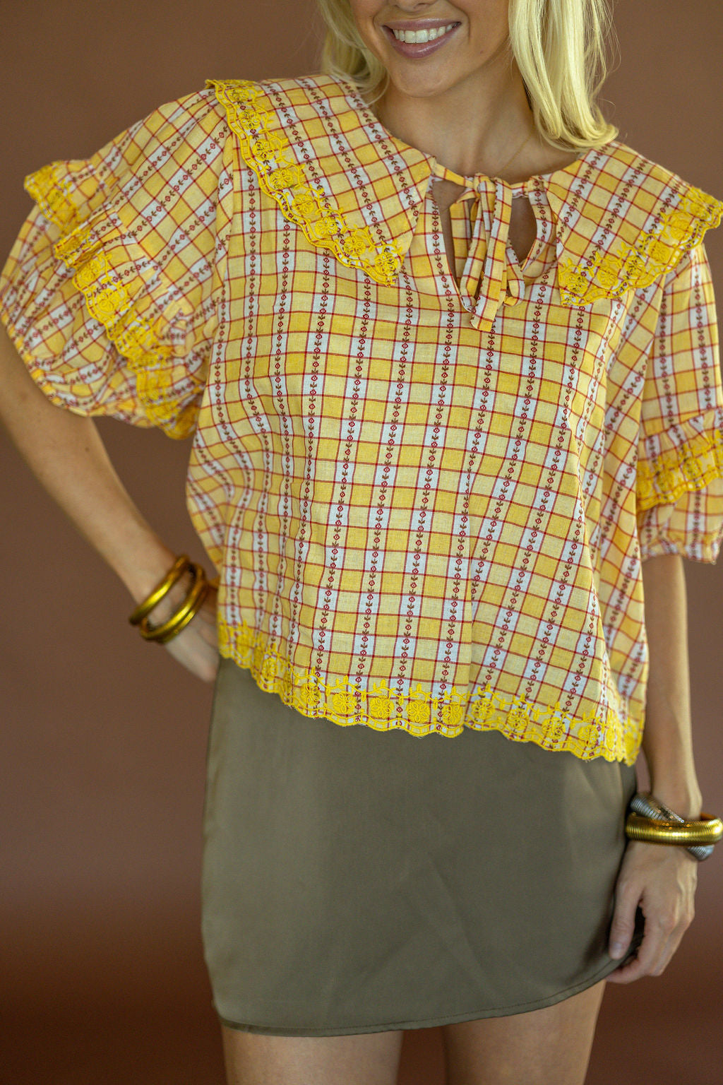 Honey Harvest Plaid Top