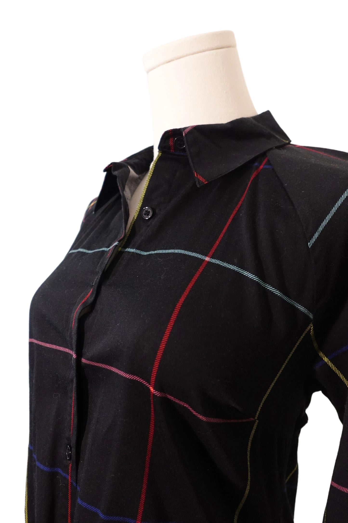 Black Backless Button-Down Top-S