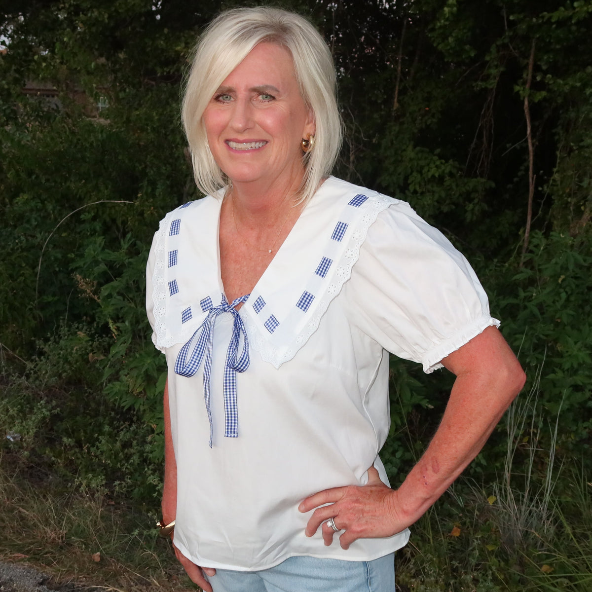 Miriam Gingham Sailor Top