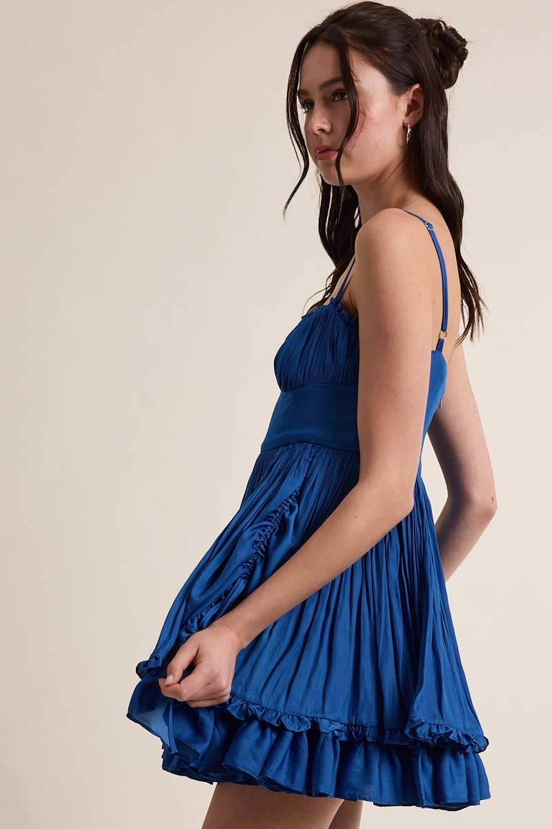 Persian Blue Ruffle Mini Dress