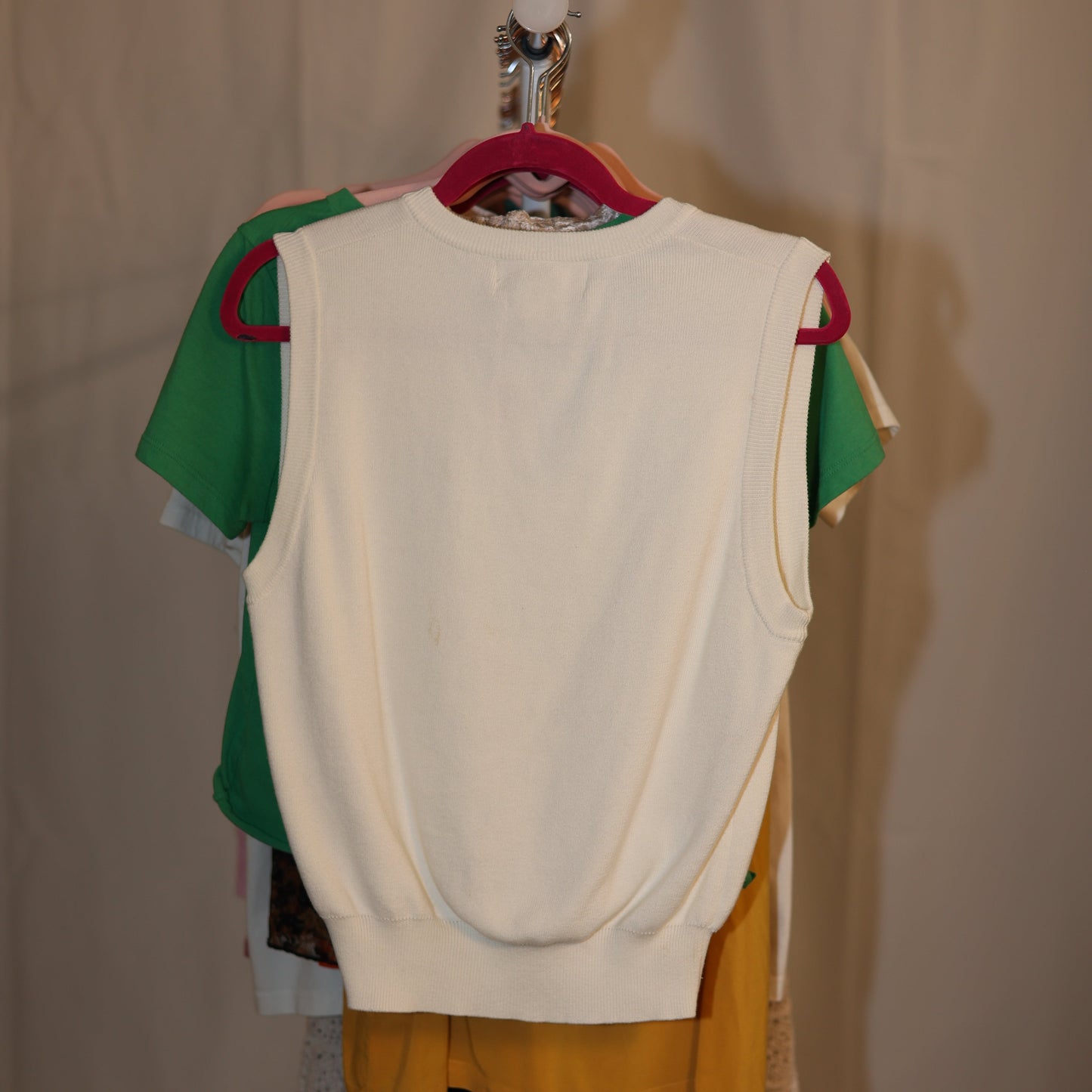 Cream V-Neck Sweater Vest
