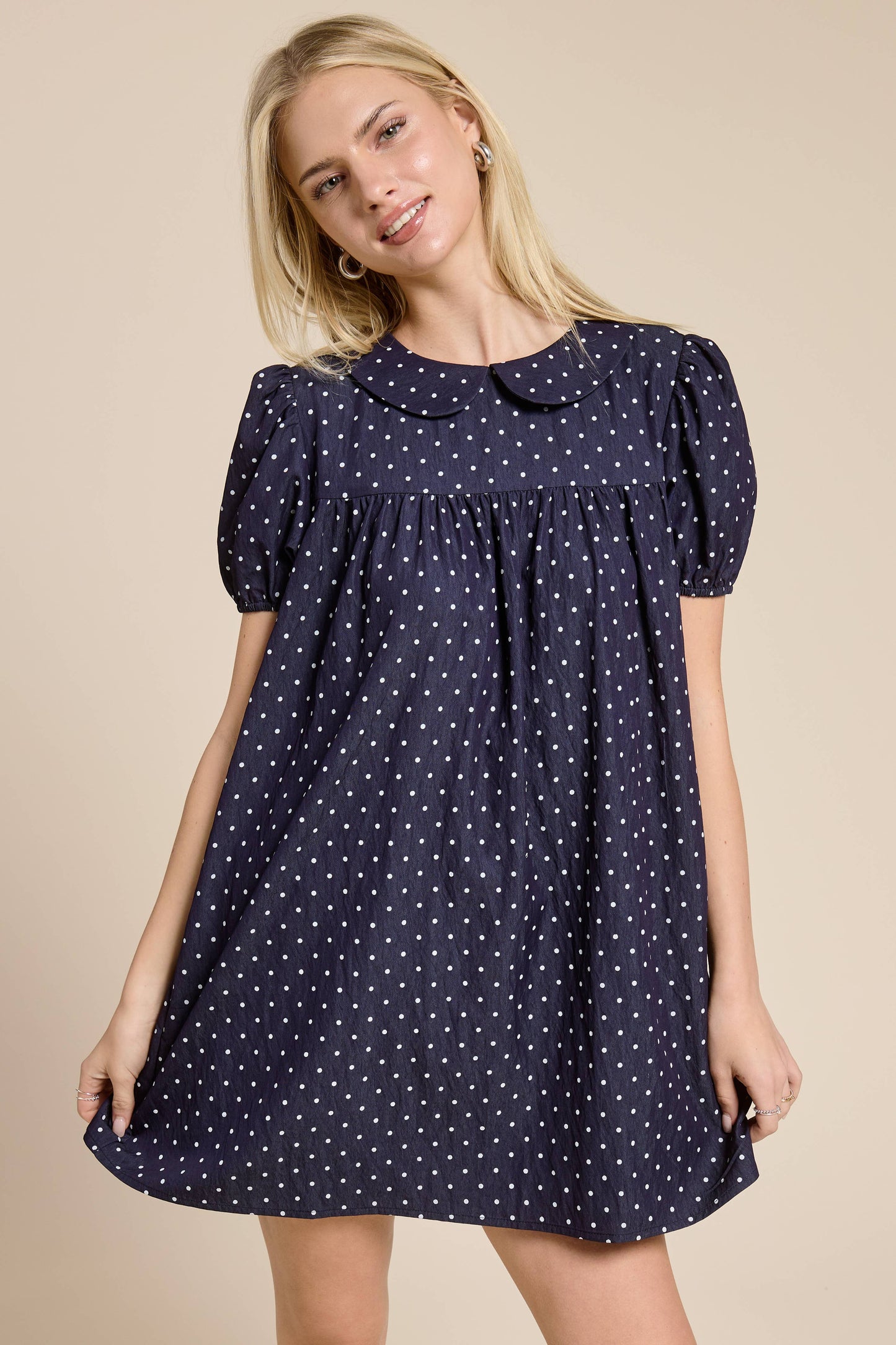 Polka Dot Babydoll Mini Dress
